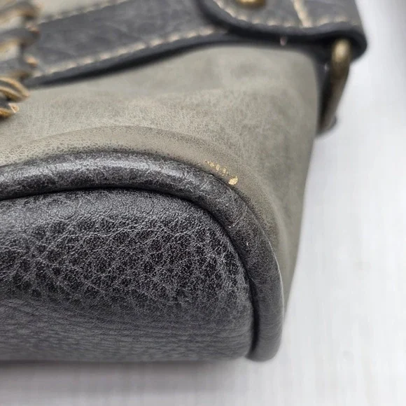 Concept Handbag Shoulder Bag Crossbody Purse Gray Faux Leather Multi Pocket - Picture 4 of 8